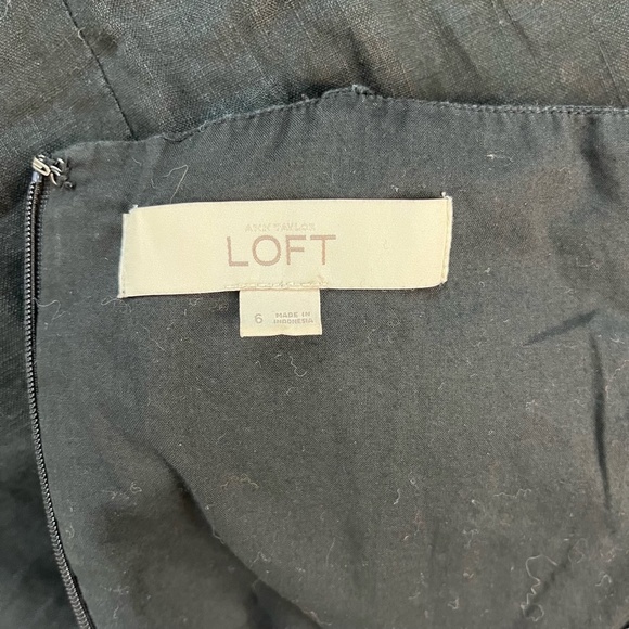 ANN TAYLOR LOFT Black 100% Linen Sleeveless Mini Length Lined High Neck Dress 6 - Picture 16 of 16